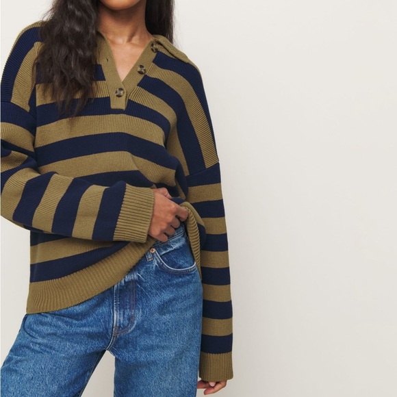 Reformation Brooklyn Cotton Polo Sweater - Picture 3 of 6